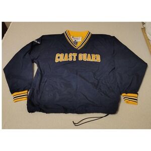 Vintage Champion Coast Guard Pullover Windbreaker‎ Jacket Blue V Neck Large